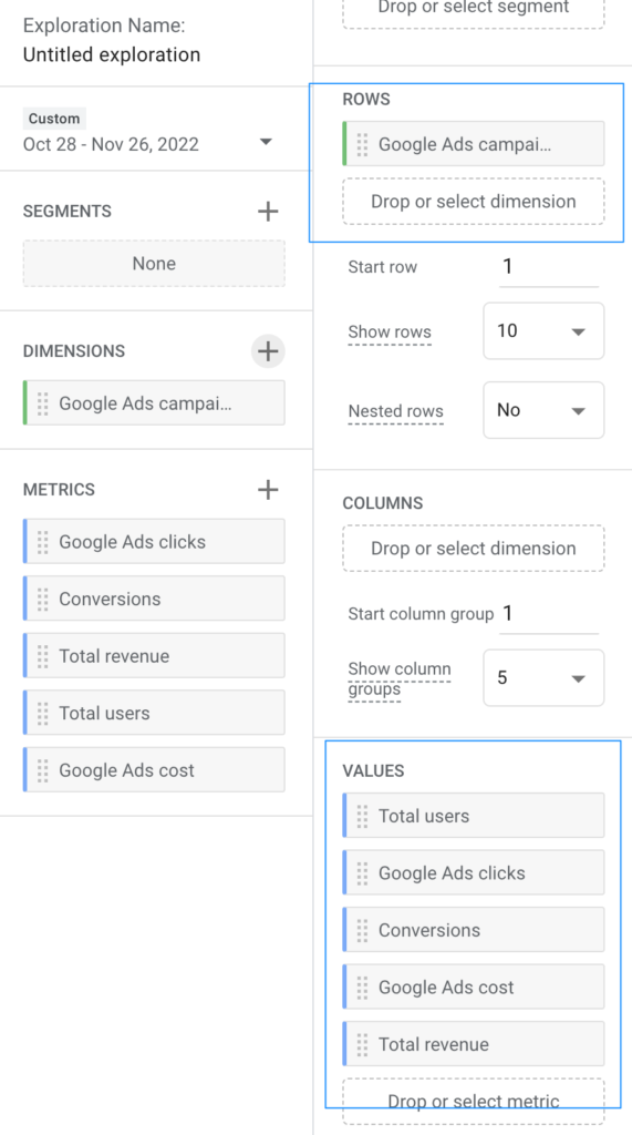 completed settings in google ads report