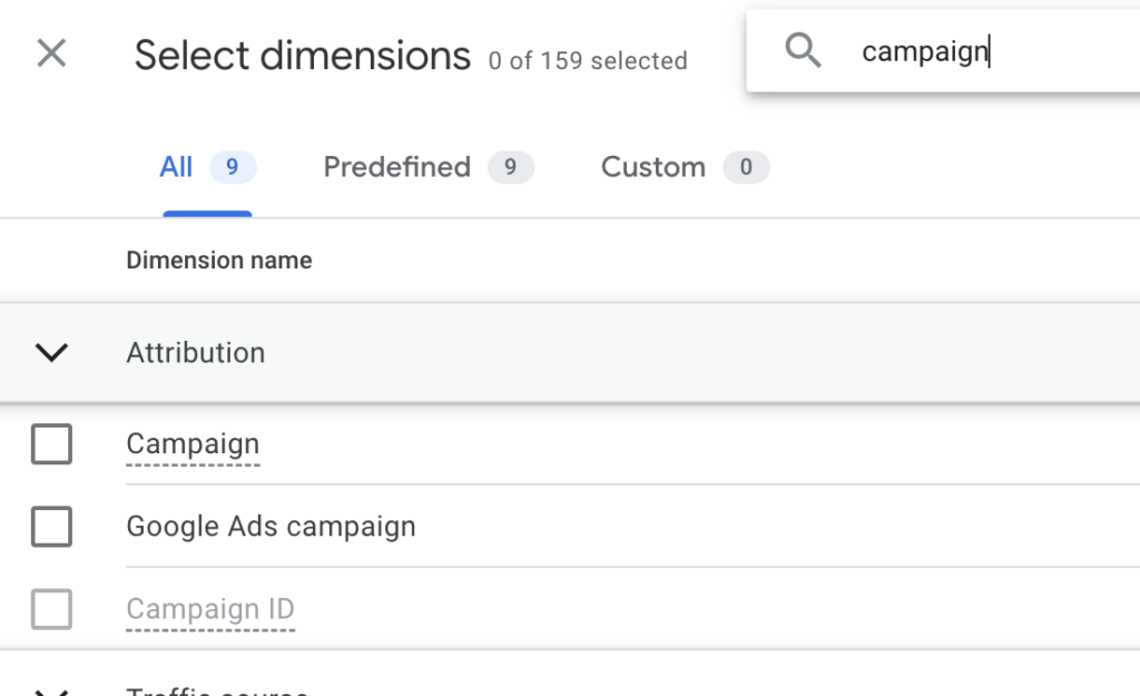 campaign dimension in google ads report