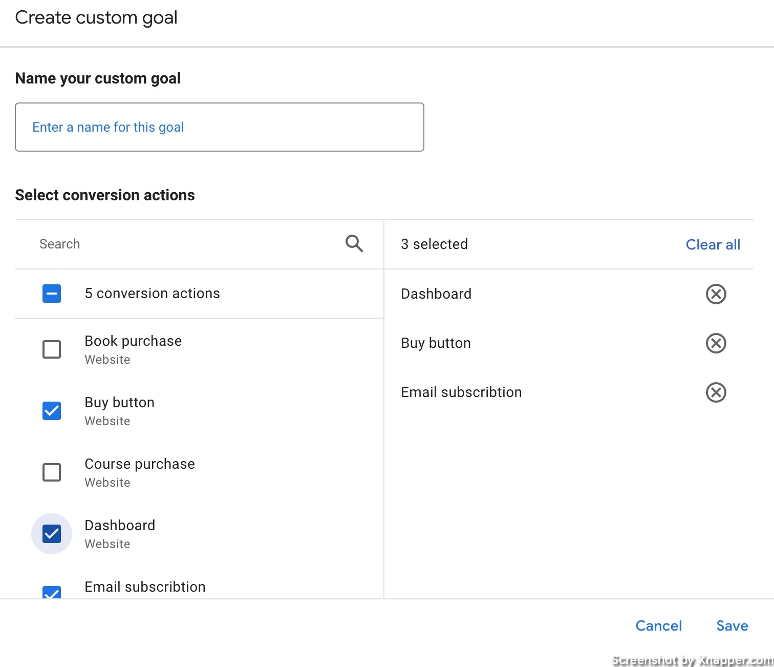 creating custom goal